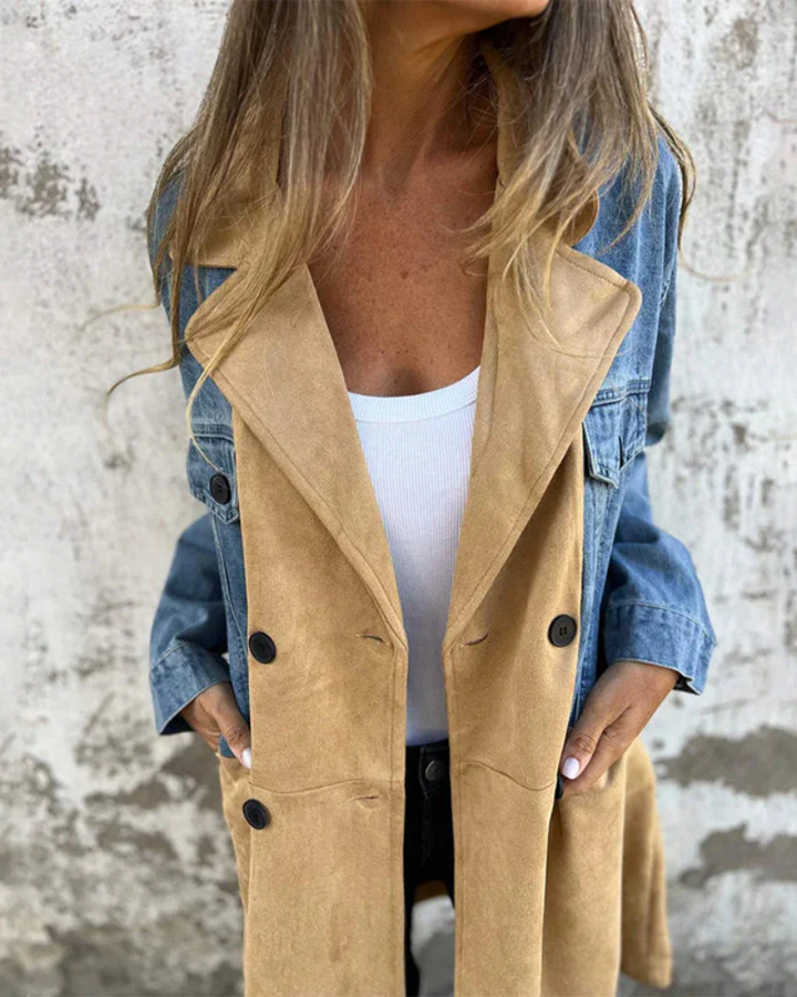 Astrid™ - Denim and Suede Coat